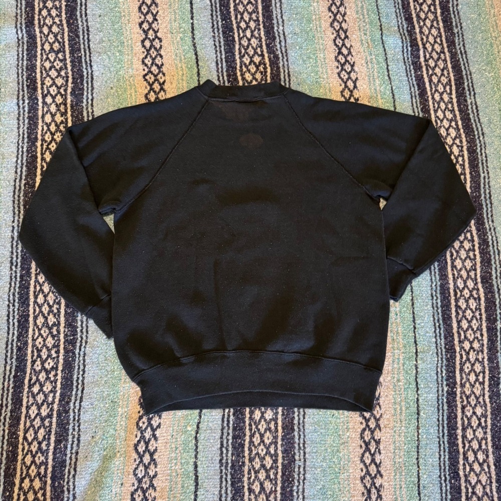 Vintage Bassett Walker French Blues Sweatshirt Black Raglan USA Made Large - Picture 2 of 10